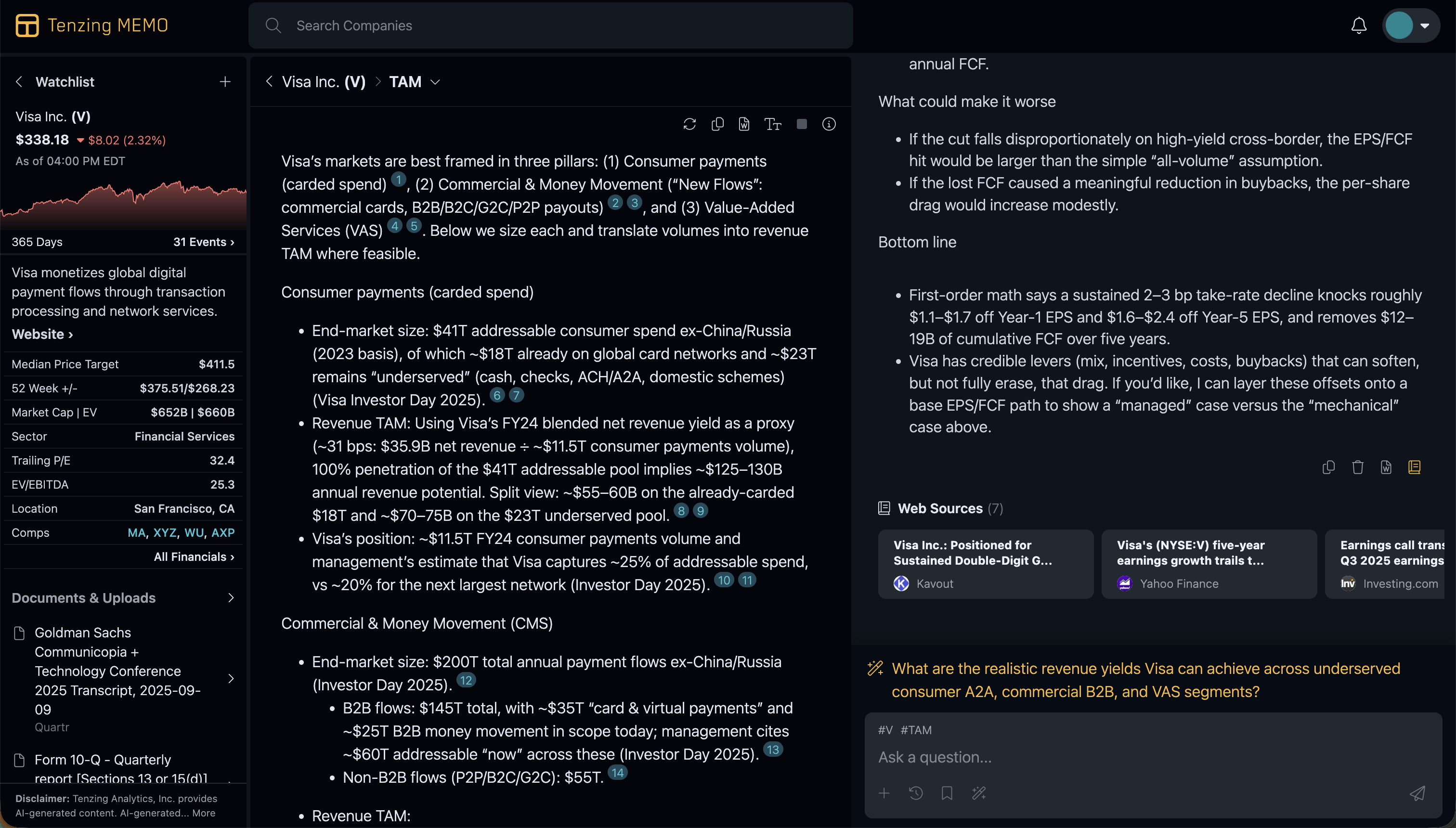 Screenshot of Tenzing MEMO
