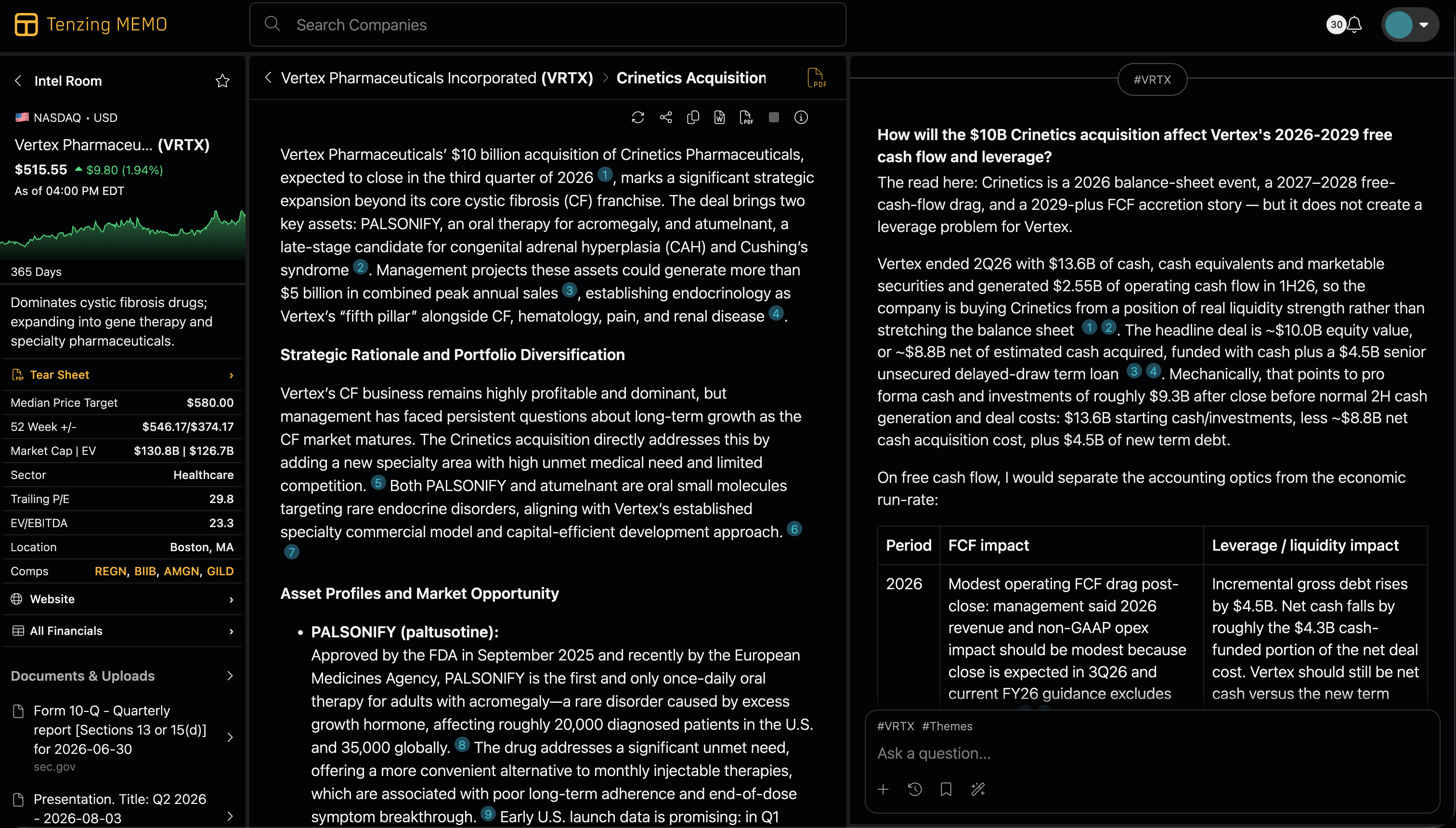 Screenshot of Tenzing MEMO